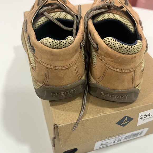 Sperry Lanyard boy's dark tan and Navy Boat Shoes - Picture 6 of 8